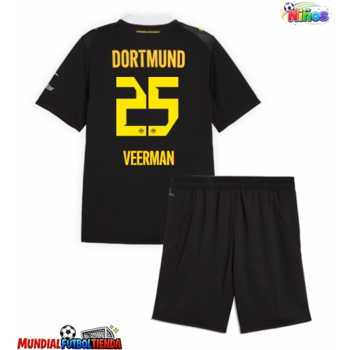 Camiseta Borussia Dortmund Joey Veerman #25 Segunda Equipación Replica 2026-27 para niños mangas cortas (+ Pantalones cortos)
